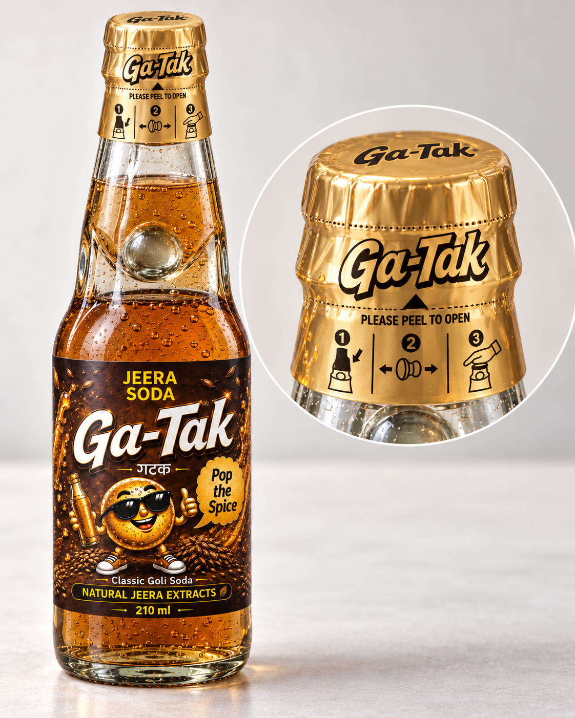 Traditional glass goli soda bottle